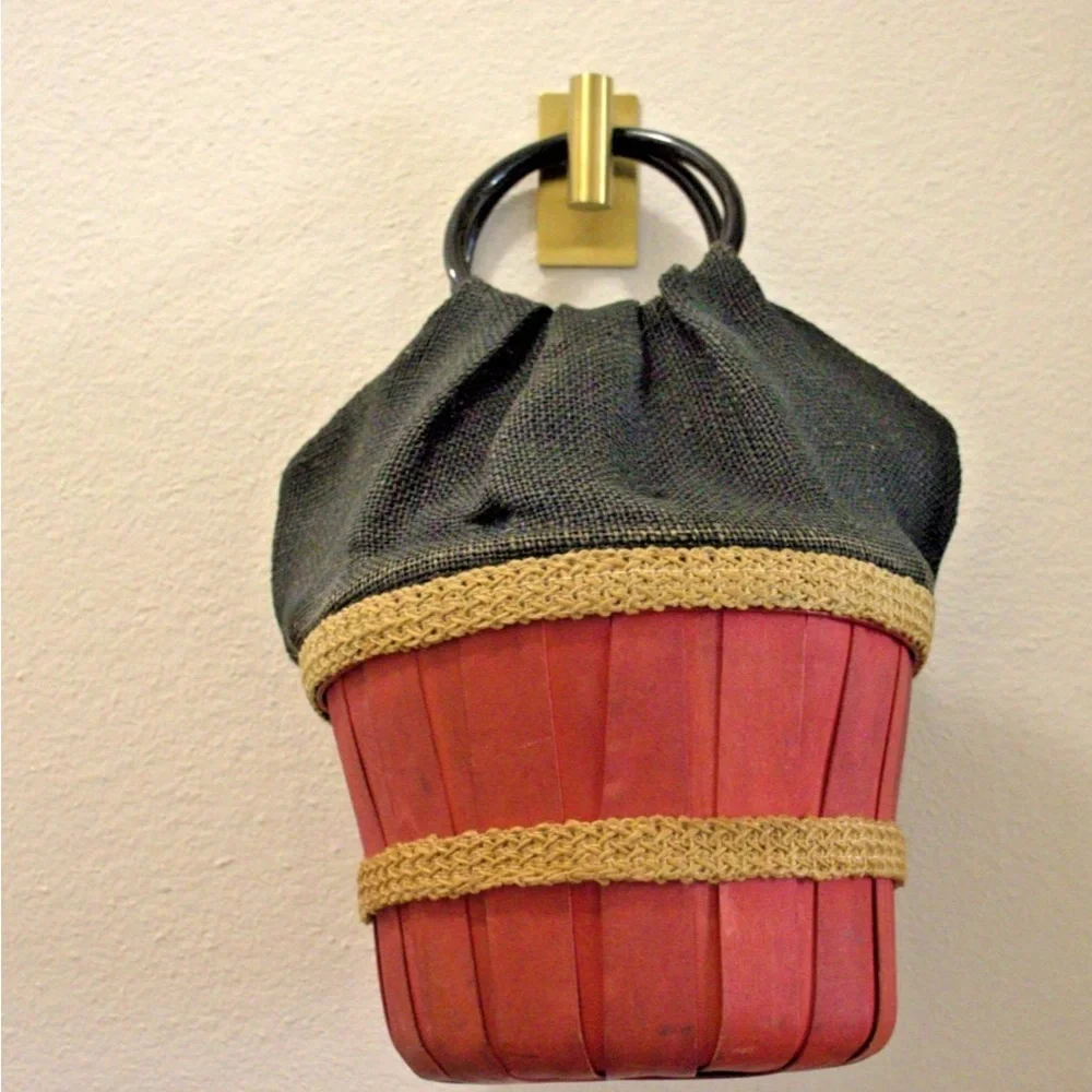 Vintage Basket Purse Bucket Bag East Texas Handbag Co 60s - 70s Artisanal Resort - Picture 9 of 9